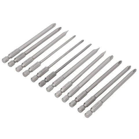 Rock Solid 12Pcs Screwdriver Bit Set With Slot And Cross Bits Made From Tough Alloy Steel S2 For Electric Drill Or Manual Tool Use On Heavy Duty Tasks With Stable Grip And Long Lasting Durability, 12 S2 steel bits
