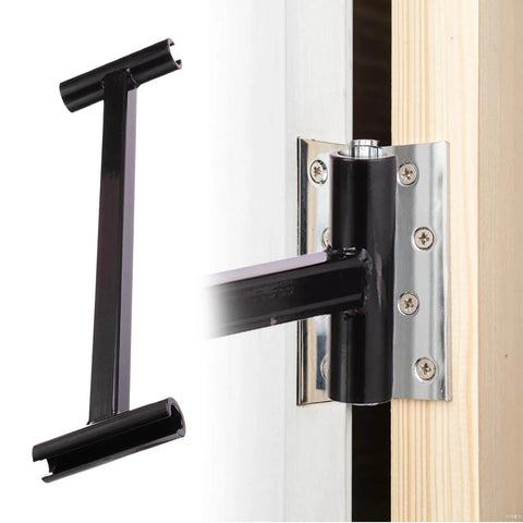 Hinge Adjustment Tool For Sagging And Misaligned Doors installed to fix jamming, shown in use on a commercial-grade hinge.