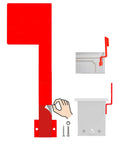 Folding 180 Degree Wall Mount Mailbox Flag With Adhesive Or Screw Installation, vertical mailbox assembly illustration with adhesive strip
