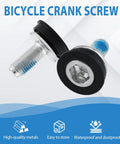 Close-up of Bike Hex Crank Arm Bolts With Caps 8mm Metal Screws For Square Cranksets And Bottom Brackets Keep Cranks Tight And Dry.