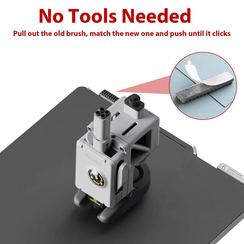 Installation of 10 Pack Nozzle Brush Replacement for A1 3D Printer showing nozzle assembly with easy snap-on feature.