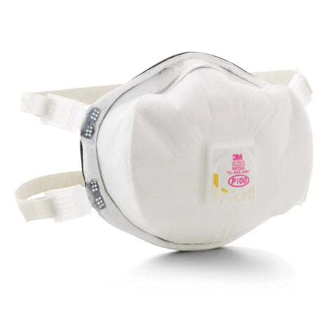 Front view of Disposable Particulate Cup Respirator 8293 P100 With Cool Flow Exhalation Valve NIOSH Approved Adjustable Buckle Straps