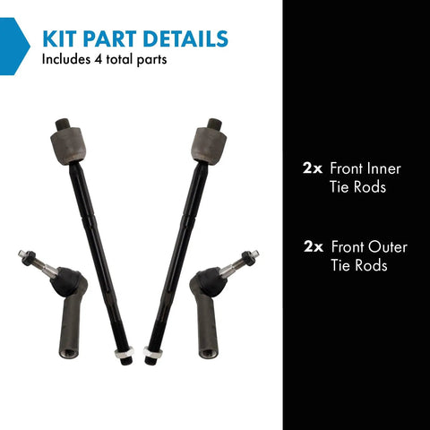 Beef Up Your Ride With This Front Tie Rod Set 4 Piece Inner And Outer For Driver Side And Passenger Side Vehicle Steering Replacement For Easy DIY Repairs 4-piece kit shown