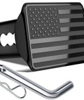 Heavy Duty American Flag Trailer Hitch Cover For 2 Inch Receivers With Pin And Clip Black Metal Shield Protects Your Hitch
