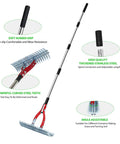 15 Inch Lawn Dethatcher Rake With Steel Handle Pro Grade Heavy Duty Thatch Remover for aerating lawns and clearing debris.