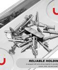 Magnetic Tray Set With Telescoping Magnet Pickup Tool 4 Piece Stainless Steel Round And Rectangular Trays For Screws Nuts Bolts