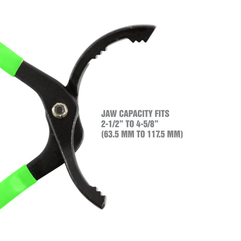 Beefy Oil Filter Pliers For Tight Spots, Adjustable Jaw Fits Two And A Half Inch To Four And Five Eighths Inch Filters close-up