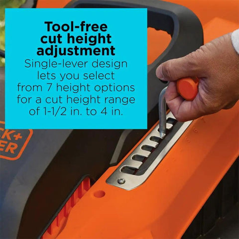 Tool-free height adjustment on 20 Inch Corded Electric Lawn Mower With 13 Amp Motor Ultra Light No Sweat Push Design
