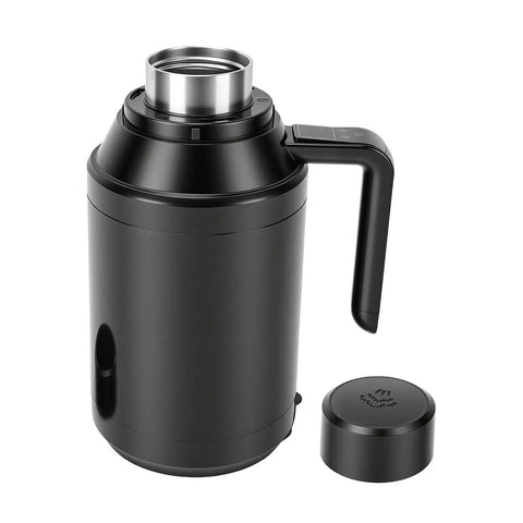 Road Warrior 12v Car Kettle Boils Fresh Water Fast With No Sweat Sipping And Top Tier Stainless Steel Build - black kettle with lid and handle