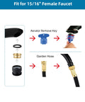 Faucet To Garden Hose Adapter Kit Easy Install Brass Matte Black With Washer And Aerator Key setup diagram for connection.