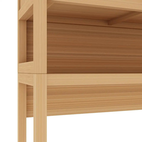 Heavy Duty Five Tier Metal Storage Rack With Adjustable Height Shelves And Reinforced Steel Frames, close-up view of shelves.