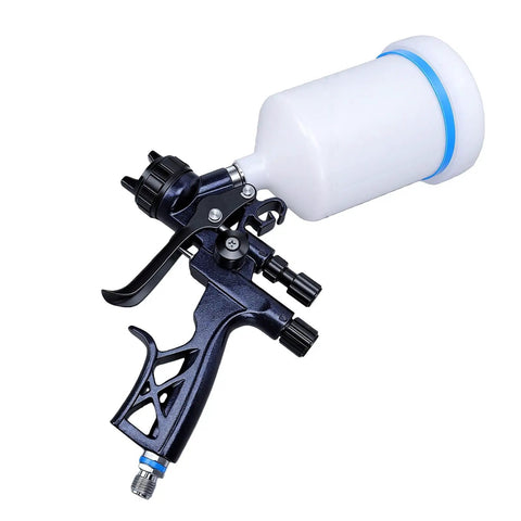 Professional HVLP Spray Gun With 1.3mm Nozzle And 600ml Removable Cup, showcasing alloy housing and ergonomic design.