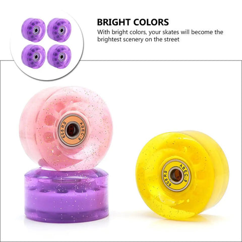 Four Pack Purple Roller Skates Wheels High Elastic PU 82A Non Illuminated Quad Skating Wheels Outdoor Replacement