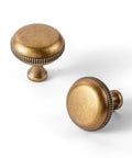 Antique Brass Kitchen Cabinet Knobs 6 Pack Beaded Edge Vintage Design For Farmhouse And Drawer Hardware, side view
