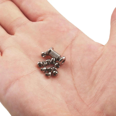 Rock Solid Titanium Torx Replacement Screw Kit Includes One Pivot Nut Plus Two T10 Bolts Eighteen Compact T6 Body Screws And Four Extended T6 Clip Fasteners Designed To Keep Your Benchmade Bugout 535 EDC Knife Running Sweet in a hand.