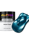 Top Notch Light Blue Pearl Auto Paint Basecoat Midcoat Gallon Ready To Roll With Included Reducer for Arctic Frost quart can and color sample.