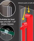 T-shaped door draft stopper with red body and clear silicone seal strips for side of door frame