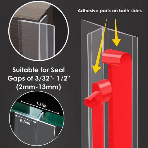 T-shaped door draft stopper with red body and clear silicone seal strips for side of door frame