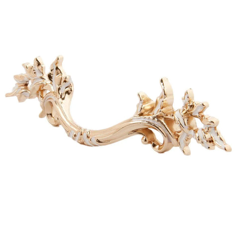 Gold Antique Dresser Handles Set Vintage French Provincial Style Cabinet Pulls, floral design, zinc alloy material, side view