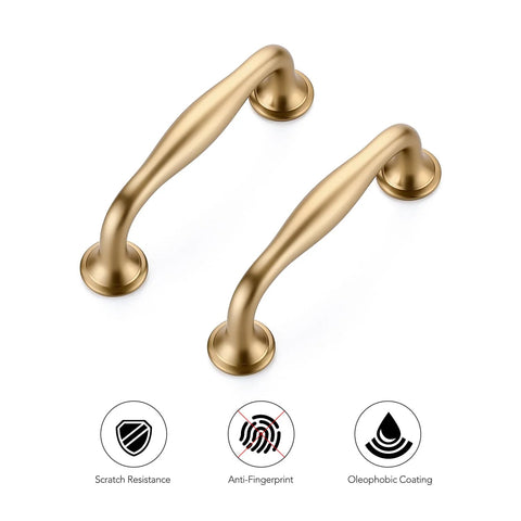 20 Pack 3 Inch Champagne Bronze Kitchen Cabinet Handles Solid Zinc Alloy Cabinet Pulls with scratch resistance and oleophobic coating.