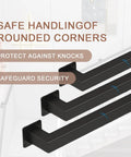 Heavy Hitter Black Wrought Iron Wall Mount Railing Bracket Kit adjustable support post with rounded corners for safety.
