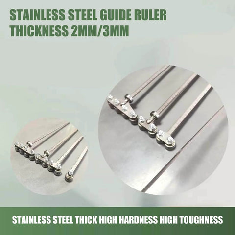 3mm Stainless Steel Positioning Jig And Cutting Guide For Precision Woodworking Metalworking And Polystyrene Projects With Accurate Measuring And Straight Cuts Built To Last And Rock Solid, showing guide ruler thickness and features.
