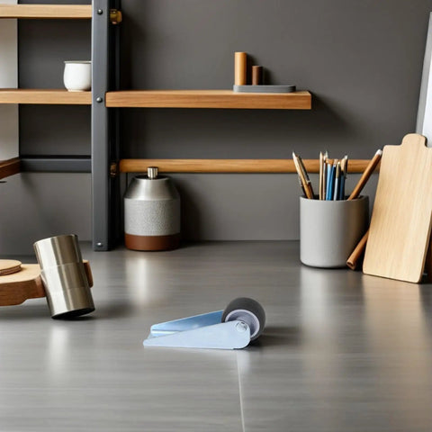 Rock Solid Sliding Door Rollers With Durable Rubber Casters And No Droop Bottom Support Wheels For Wooden Barn Doors and Closets glides on a smooth surface.
