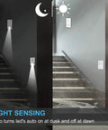 10 Pack 3 Way Wall Light Switch With LED Night Light And Built In Dusk To Dawn Sensor 15 Amp 120 277 Volt Rocker White Switch at stairs
