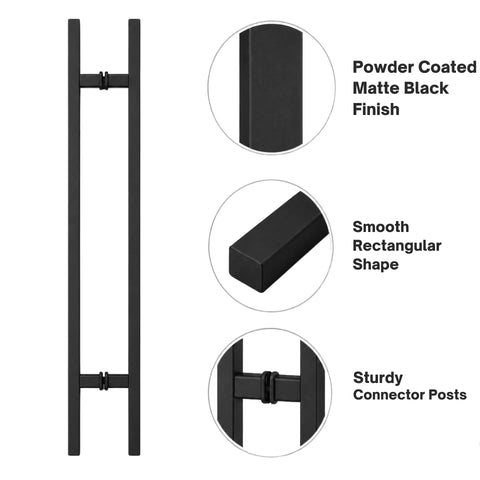 Killer 48 Inch H Shape Door Pull Handle In Sleek Black Finish Built From Top Notch 304 Stainless Steel For Heavy Duty Commercial Entry Doors That Stand Up To Daily Wear With Flawless Operation