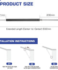Tough As Nails Heavy Duty 24 Inch Gas Spring Shock Struts Pair Split Force Lift Support image showing product size and installation instructions.