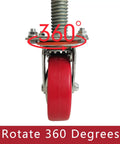 Tough As Nails Heavy Duty 6 Inch Adjustable Leveling Screw Jack Caster Wheels 360 Degree Swivel with red solid rubber wheel