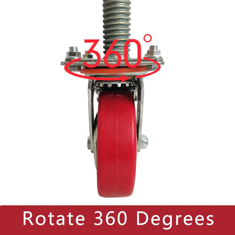 Tough As Nails Heavy Duty 6 Inch Adjustable Leveling Screw Jack Caster Wheels 360 Degree Swivel with red solid rubber wheel