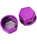Purple 30 Piece Motorcycle Bolt Cap Covers Assortment Kit With Hex Head Dome Caps For Engine Frame And Fairing Protection Fits Kawasaki Honda Suzuki Dirt Bikes Chrome Plated Plastic Finish, purple hex cap close-up