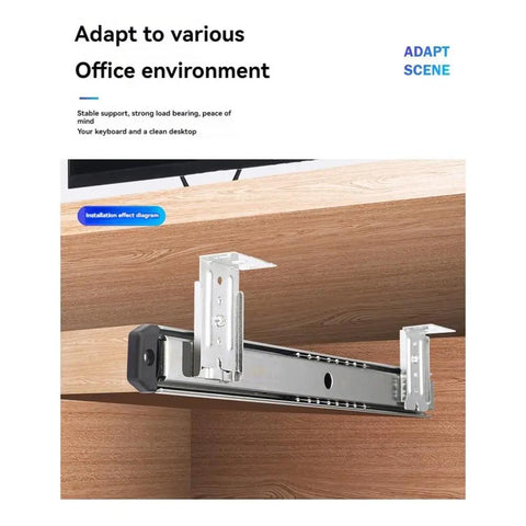 Heavy Duty Adjustable Underdesk Keyboard Slide Rail With Non Slip Skid Side Mount 35 Key Computer Drawer Track Quick Install for office setup