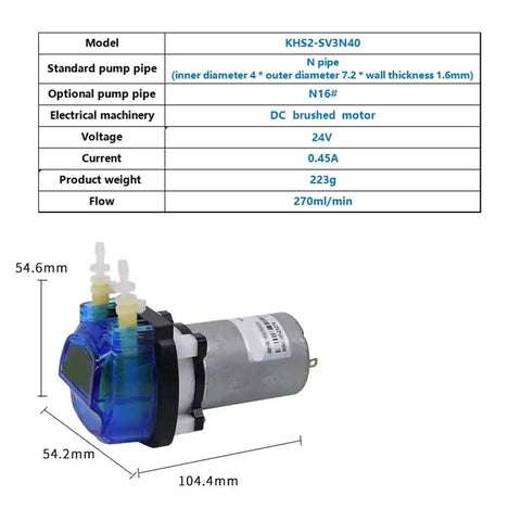 Khs Mini Peristaltic Pump 12V Or 24V Motor High Flow Self Priming Liquid Transfer And Dosing With Sv3n40 Head Great For Aquariums And Fluid Control Projects Quick And Reliable Performance