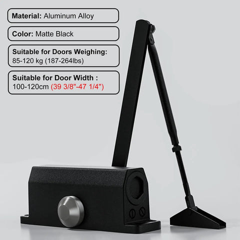 Heavy Duty Automatic Hydraulic Door Closer For Interior Doors Self Closing Black Aluminum Gate Spring Damper Quiet Soft Close System For High Traffic Doors
