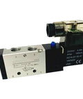 4V210-08 AC220V Pneumatic Solenoid Valve 5 Way 2 Position Control Valve For Double Acting Cylinders In Industrial Automation With 50 To 60Hz Power And Durable Copper Coil For Reliable Quick Switching, side view with threaded ports