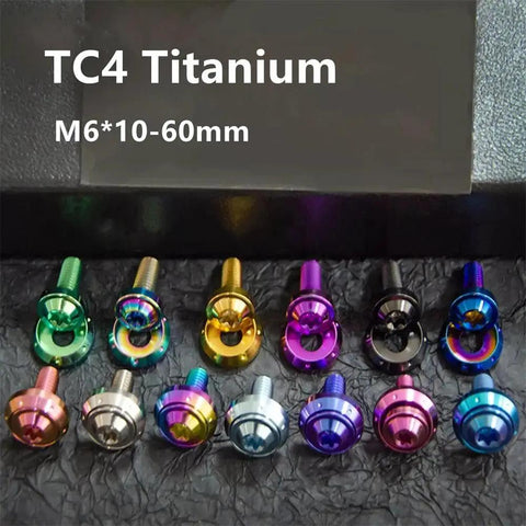 Premium M6 Titanium License Plate Screw Kit With Matching Washers Slick Green Finish Heavy Duty Fasteners For Cars Trucks And Hot Rods Clean Look Straight Forward Install 4 Pack in various colors.