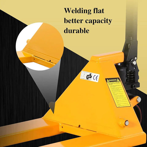 Heavy Duty Manual Pallet Jack With 5500 Lbs Capacity No Sweat Hydraulic System Ironclad Frame Big Load Hauler For Commercial Warehouses And Smooth Fork Moves