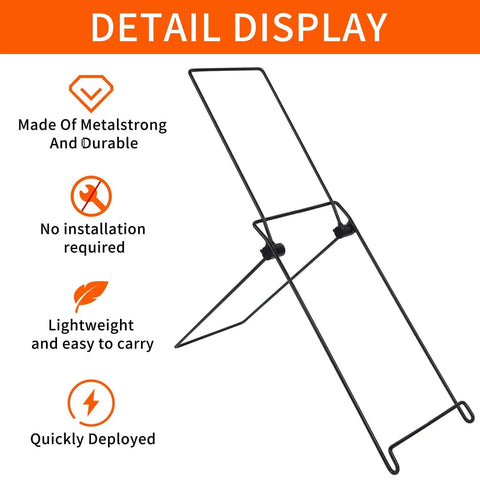 Two Pack Portable Folding Solar Panel Stand No Fixed Install Required Sturdy Lightweight Design Fits Panels Under Point Three Five Inches Thick shown deployed.