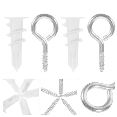 Self Drilling Drywall Anchors And Screws Kit In Nylon And Iron, 20 Sets, showing anchors and screws in close-up view.