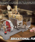 Steam Engine Kit With Boiler, Generator And Street Lamp, Reversible Horizontal Stationary Engine Model For STEM Education And Thermodynamics Practice