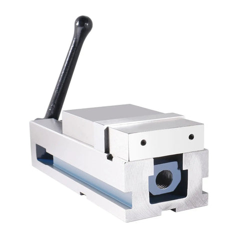 Precision 3 Inch Super Lock CNC Machine Vise delivering badass holding power with a black handle for tight metal clamping.