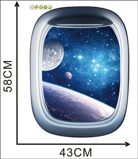 3D Planet Universe Galaxy Space Wall Decals Set With Spacecraft And Astronauts Peel And Stick Removable PVC Wall Murals