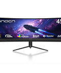 Front view of Ultrawide 45 Inch Curved Gaming Monitor With 5120 By 1440P 120Hz 32 By 9 HDR400 USB Type C 65W Power Delivery PIP And PBP Built In Speakers Height Adjustable Black For Gaming And Content Creation.
