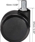 Smooth Rollin 2 Inch Polyurethane Swivel Caster With M10x15mm Stem showing detailed dimensions and black twin wheel design.