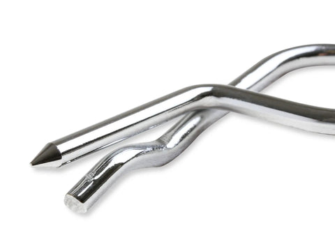Close-up of Pro Grade Hood Pin Kit With Lanyards For Quick Hood Release And Deck Access, showing chrome pins with sharp ends.