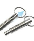 Heavy Duty M8 Spring Plunger With Smooth Pull Ring Self Locking Retractable Bolt Threaded Pin Stainless Steel close up view