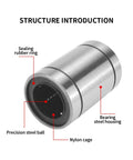 Linear Motion Bearing LME8UU To LME50UU Sliding Bearings, steel housing, nylon cage, sealed ball bearing for CNC and 3D printers