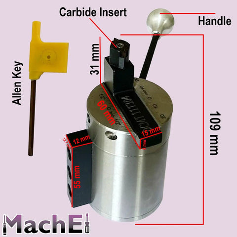 Heavy-Duty Radius Ball Turning Attachment for 7x16 and 7/16 Mini Lathes and Larger Machines, 60mm Radius Capacity, with Allen key